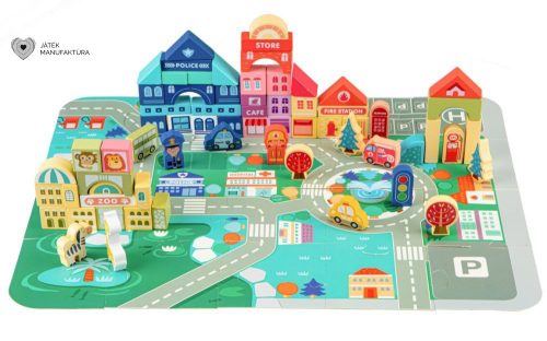 Eco Toys Építőkocka és óriás puzzle, város (120 db-os)