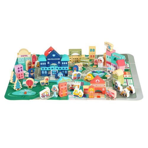 Eco Toys Építőkocka és óriás puzzle, város (121 db-os)