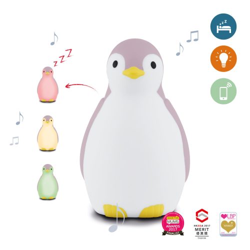 Pingvin - alvástréner, óra bluetooth hangszoróval - rózsaszín