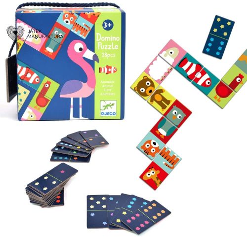 Djeco Domino Puzzle – Kétoldalas dominó – állatok és pöttyök