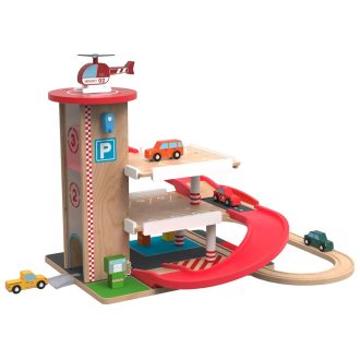 2Kids Toys - Fa garázs vonatpályával - JátékManufaktúra