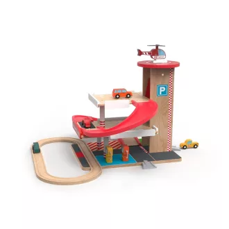 2Kids Toys - Fa garázs vonatpályával - JátékManufaktúra