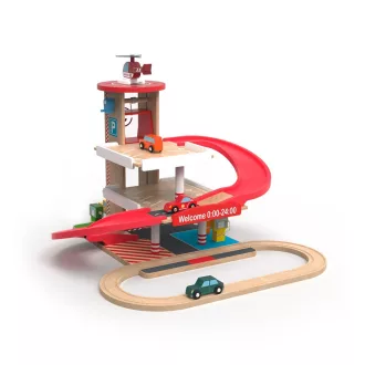 2Kids Toys - Fa garázs vonatpályával - JátékManufaktúra
