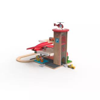 2Kids Toys - Fa garázs vonatpályával - JátékManufaktúra