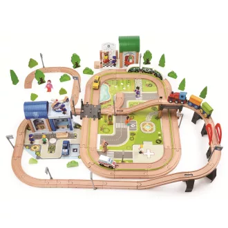 2KidsToys-Vonatpálya, Város és falu, 200 darabos - JátékManufaktúra