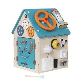 2KidsToys-Fejlesztő aktivitástábla, Házikó, türkiz - JátékManufaktúra