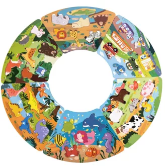 2Kids Toys - Összekapcsolható fa puzzle: Kör (6 az 1-ben) - JátékManufaktúra