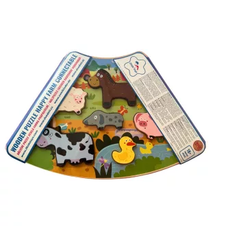2Kids Toys - Összekapcsolható fa puzzle: Vidám farm - JátékManufaktúra
