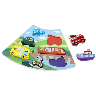 2Kids Toys - Összekapcsolható fa puzzle: Közlekedési eszközök - JátékManufaktúra