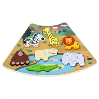 2Kids Toys - Összekapcsolható fa puzzle: Szafari - JátékManufaktúra