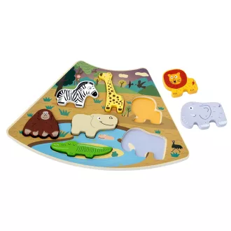 2Kids Toys - Összekapcsolható fa puzzle: Szafari - JátékManufaktúra