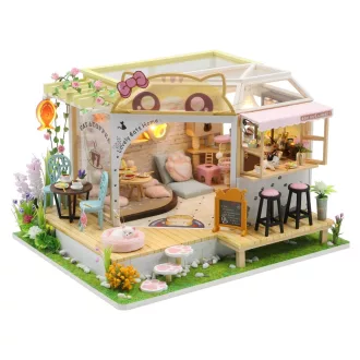 2Kids Toys - Babaház miniatúra Macskakávézó kerttel - JátékManufaktúra