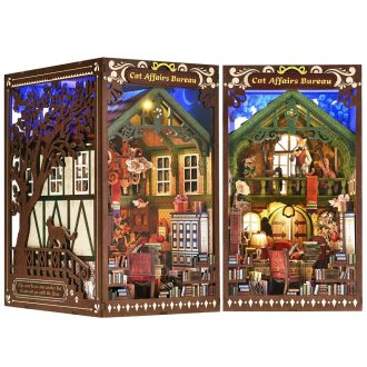 2Kids Toys - 3D kirakó könyvtámasz miniatűr házikó Macskaügyi hivatal - JátékManufaktúra