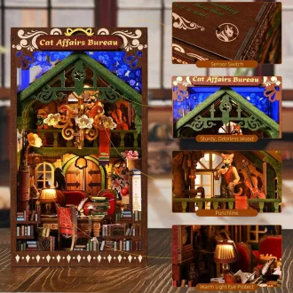 2Kids Toys - 3D kirakó könyvtámasz miniatűr házikó Macskaügyi hivatal - JátékManufaktúra