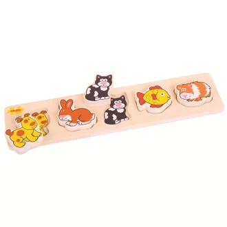 Bigjigs Baby - Fa formaberakó puzzle háziállatok - JátékManufaktúra
