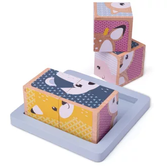 Bigjigs Baby - Fa építőkockák Woodland - JátékManufaktúra