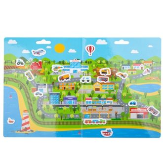 Bigjigs Toys - Újrahasználható matricák, Városi közlekedés - JátékManufaktúra