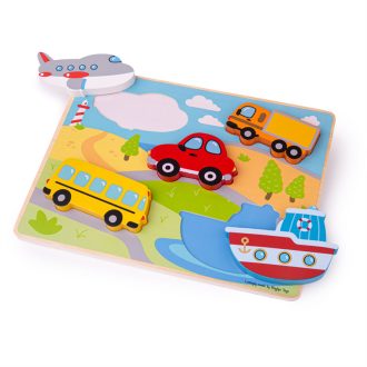 Bigjigs Toys - Formaberakó puzzle Közlekedési eszközök - JátékManufaktúra