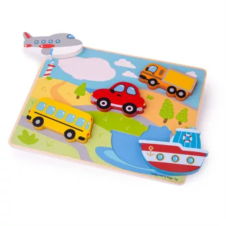 Bigjigs Toys - Formaberakó puzzle Közlekedési eszközök - JátékManufaktúra