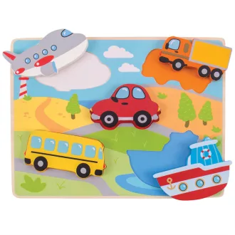 Bigjigs Toys - Formaberakó puzzle Közlekedési eszközök - JátékManufaktúra