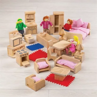 Bigjigs Toys - Babaház bútor készlet családdal - JátékManufaktúra