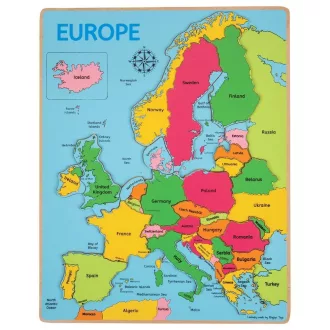 Bigjigs Toys - Fa puzzle, Európa térkép (25 db) - JátékManufaktúra