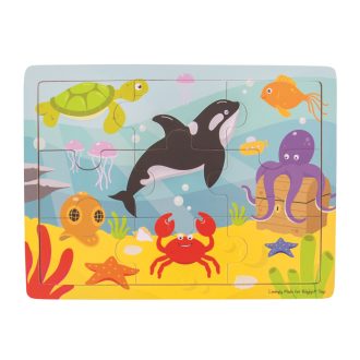 Bigjigs Toys - Fa puzzle tengeri világ - JátékManufaktúra