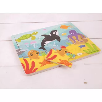 Bigjigs Toys - Fa puzzle tengeri világ - JátékManufaktúra