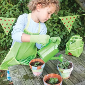 Bigjigs Toys - Zöld kerti szerszámkészlet vászontáskában - JátékManufaktúra