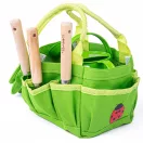 Bigjigs Toys - Zöld kerti szerszámkészlet vászontáskában - JátékManufaktúra