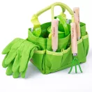 Bigjigs Toys - Zöld kerti szerszámkészlet vászontáskában - JátékManufaktúra