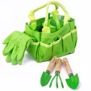 Bigjigs Toys - Zöld kerti szerszámkészlet vászontáskában - JátékManufaktúra