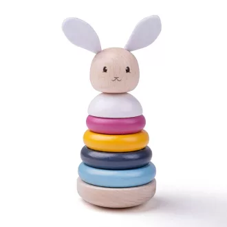 Bigjigs Baby - Fa motorikus rakosgató torony nyuszival - JátékManufaktúra