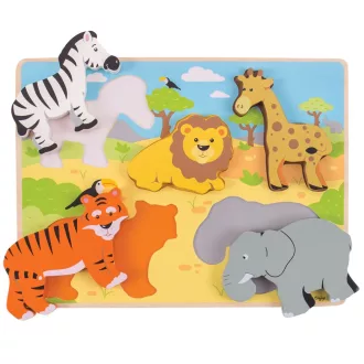 Bigjigs Toys - Formaberakó puzzle Szafari - JátékManufaktúra