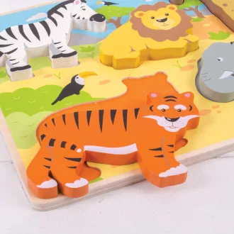 Bigjigs Toys - Formaberakó puzzle Szafari - JátékManufaktúra