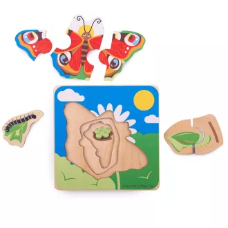 Bigjigs Toys - Beillesztős puzzle, Pillangó életciklusa - JátékManufaktúra