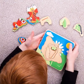 Bigjigs Toys - Beillesztős puzzle, Pillangó életciklusa - JátékManufaktúra