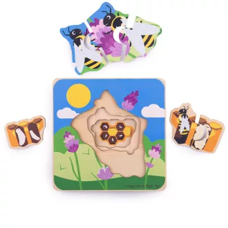 Bigjigs Toys - Beillesztős puzzle: A méh életciklusa - JátékManufaktúra