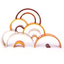 Bigjigs Baby - Fa szivárvány építő, nagy, natúr - JátékManufaktúra