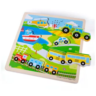 Bigjigs Toys - Hangos formaberakó Közlekedés - JátékManufaktúra