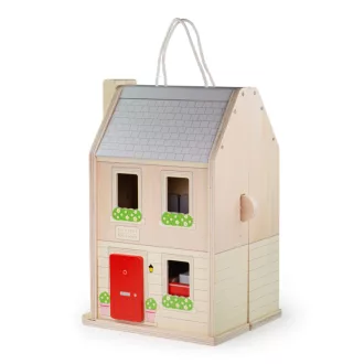 Bigjigs Toys Nyitható babaház bútorokkal - JátékManufaktúra