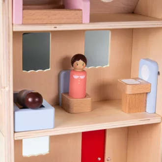 Bigjigs Toys Nyitható babaház bútorokkal - JátékManufaktúra