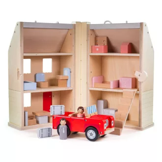 Bigjigs Toys Nyitható babaház bútorokkal - JátékManufaktúra