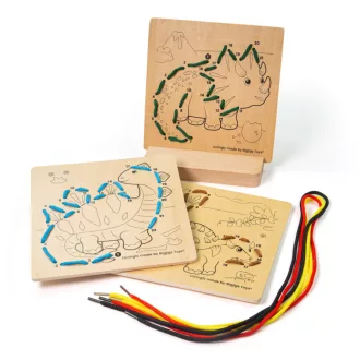 Bigjigs Toys - Fűzős játék számok szerint: Dinoszauruszok - JátékManufaktúra