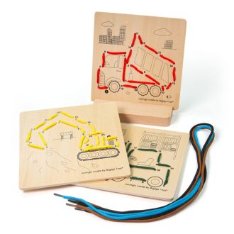 Bigjigs Toys - Számozott fűzős játék Építőgépek - JátékManufaktúra