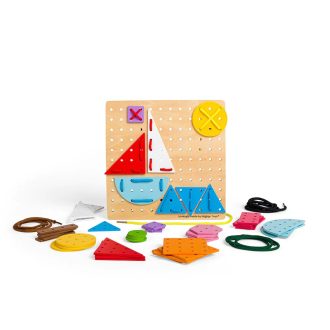 Bigjigs Toys - Fűzős játék Geometriai formák - JátékManufaktúra