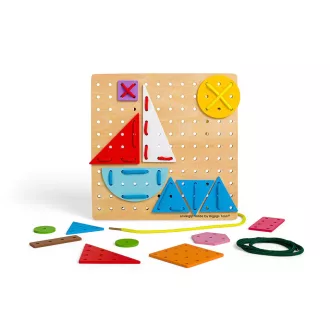 Bigjigs Toys - Fűzős játék Geometriai formák - JátékManufaktúra