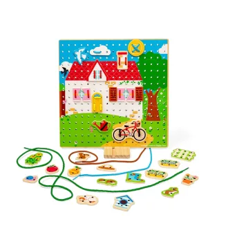 Bigjigs Toys - Fűzős tábla Házikó - JátékManufaktúra