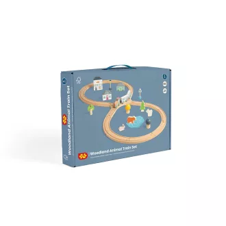 Bigjigs Toys - Fa vonatpálya erdő mellett - JátékManufaktúra