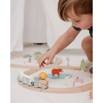 Bigjigs Toys - Fa vonatpálya erdő mellett - JátékManufaktúra